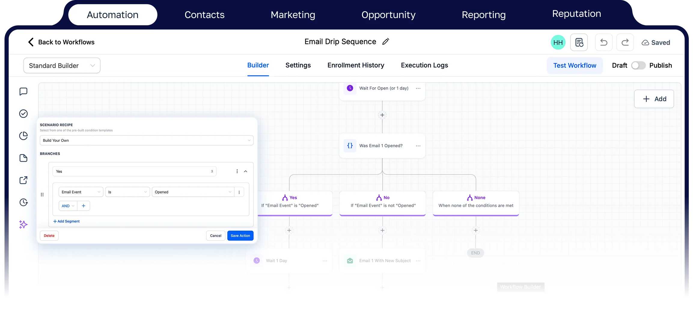 v8 crm automation builder